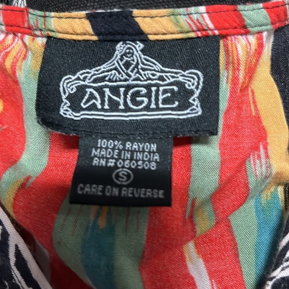 Angie mini bohemian dress size small multicolor v-neck beach 100% Rayon - Picture 6 of 6